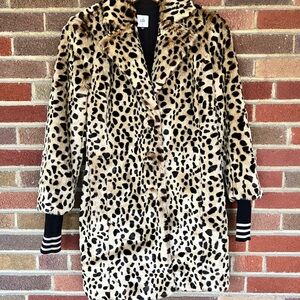 Cabi Faux Fur Leopard Print Coat